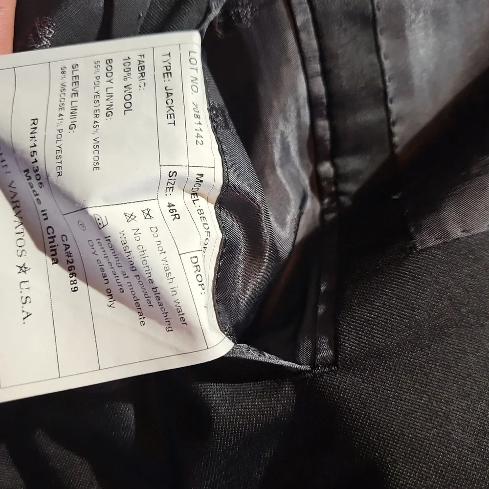 John Varvatos Blazer 46R Mens Bedford Suit Jacket Black Wool‎